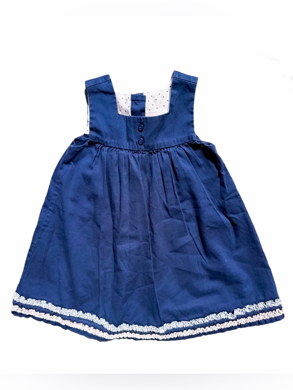 Janie and Jack Romper Dress sz 6 12 mo Navy Blue Corduroy Jumper Year Round EUC